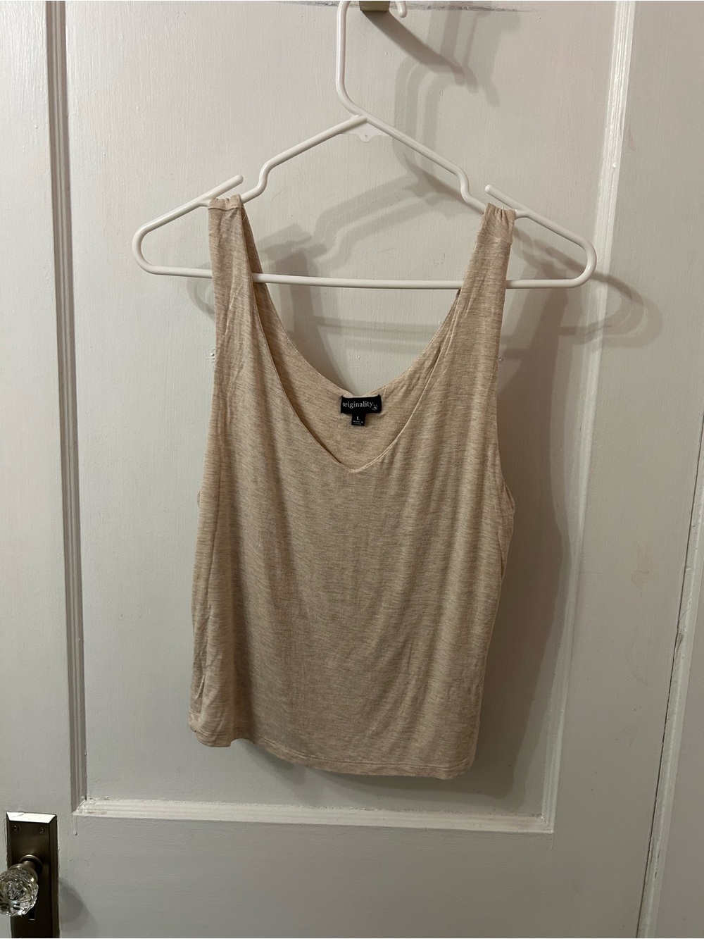 Beige Scoop Neck Tank Top